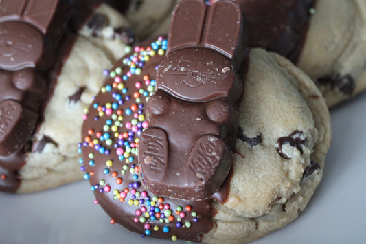 Angie's Chocolate Chip Cookies "Dippers" with Chocolate Covered Crispy Wafer Easter Bunny on top