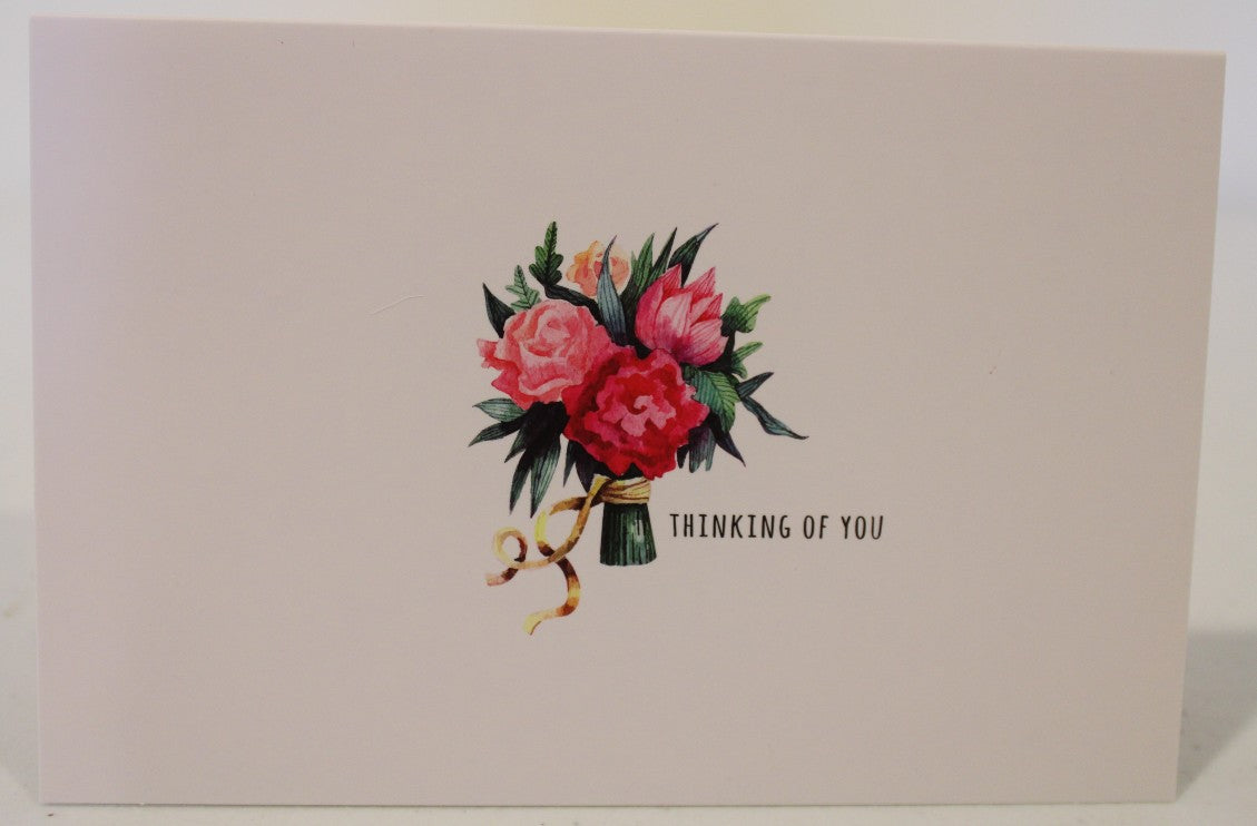 Pink bouquet of flowers "Thinking of you" Card